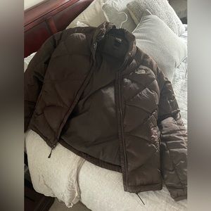 Chocolate Brown North Face puffer jacket size M